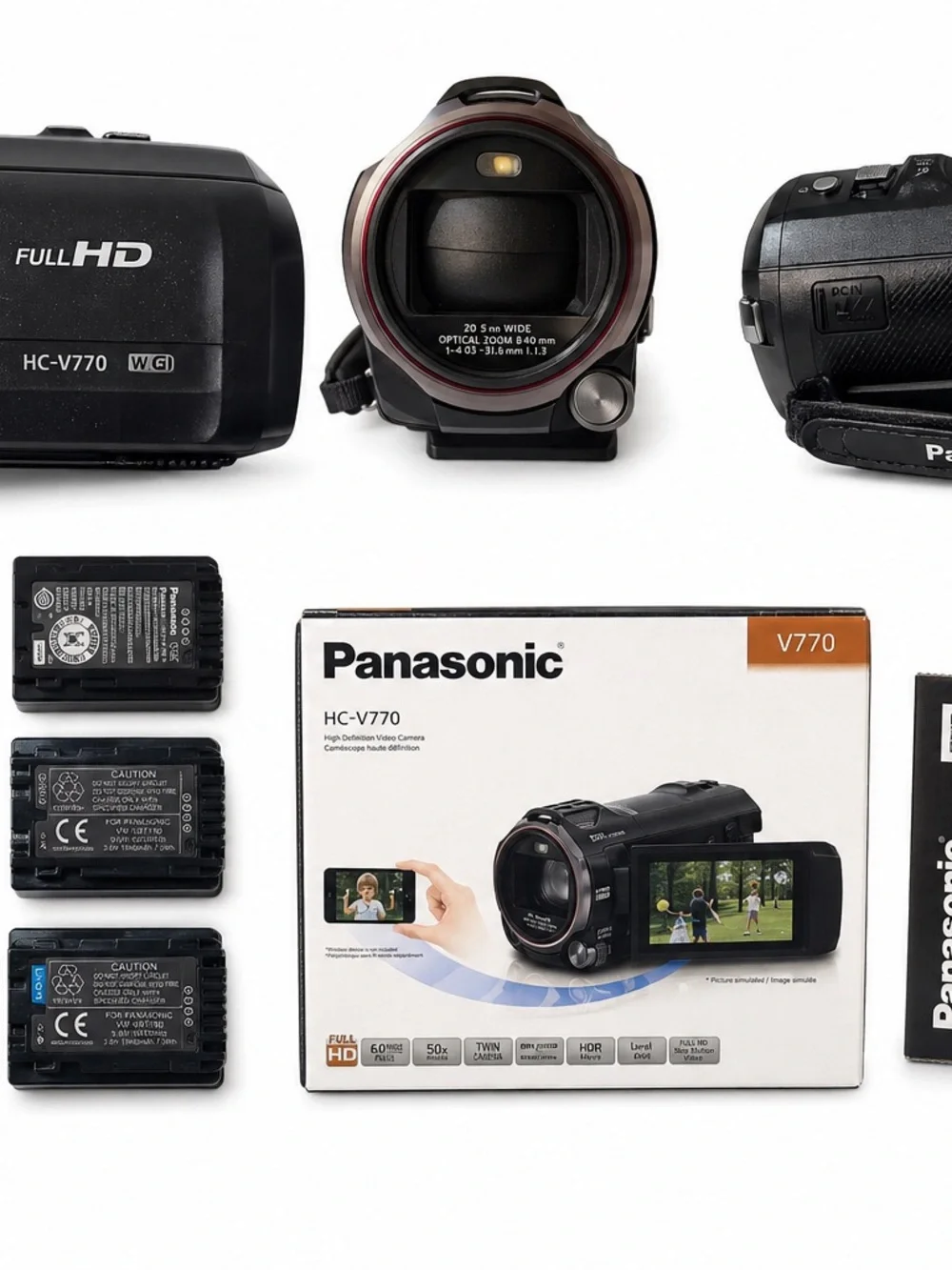 Panasonic HC-V770 Full HD Wi-Fi Camcorder Open Box Complete Bundle Tested